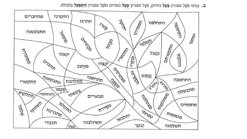 (בספר תמונה של משימה, צבעו פועל מבניין פעל בירוק, פועל מבניין פועל באדום ופועל מבניין התפעל בתכלת)